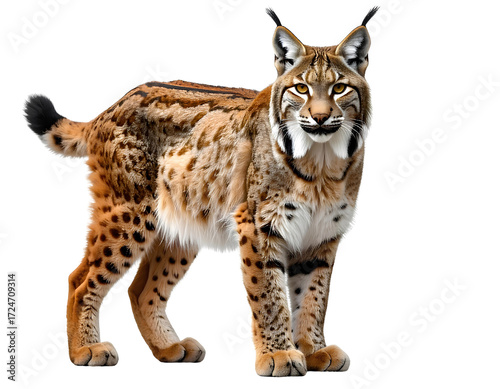  Firefly_Eurasian lynx standing and looking forward isolated on transparent background_