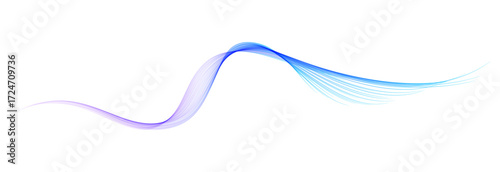 Vector abstract wave lines smooth flowing dynamic blue purple gradient isolated on transparent background for concept of modern, innovation, technology, digital, science, music