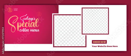 Coffee shop drink menu promotion Facebook cover template design