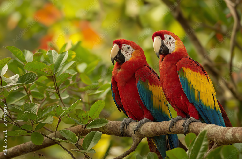 Obraz premium bird, parrot, macaw, animal, tropical, beak, red,