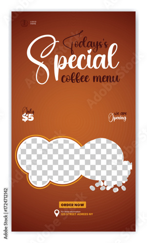 Coffee shop and  tea , ice cream drink menu promotion Flyer or poster template design
