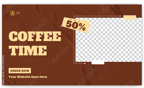 Coffee shop drink menu promotion web banner and banner template design