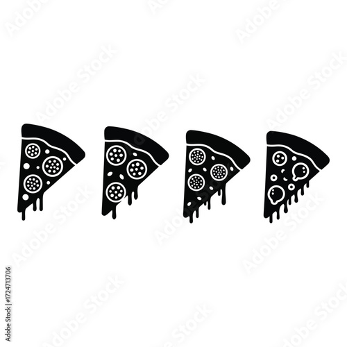 Four slices of delicious pizza with toppings a tempting food graphic