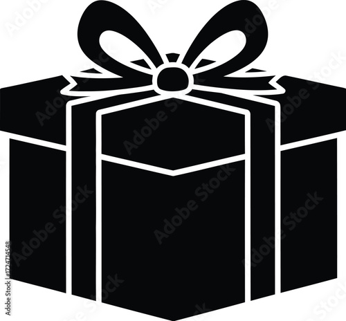 Modern minimalist black gift box with ribbon icon vector illustration vector
