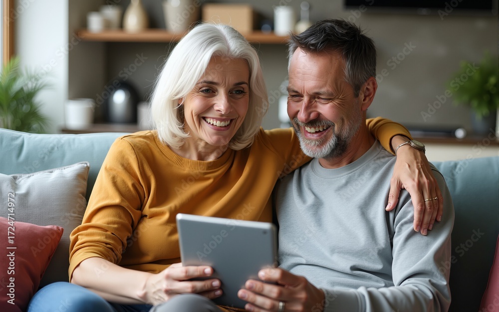 Fototapeta premium Happy Mature Couple With Tablet. High quality
