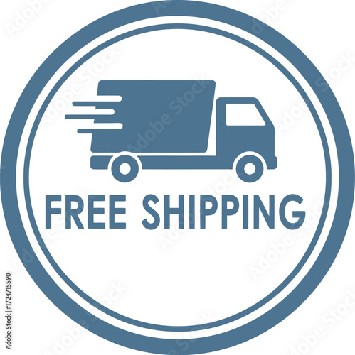 Free shipping badge icon truck delivery service logistics commerce logistics vector