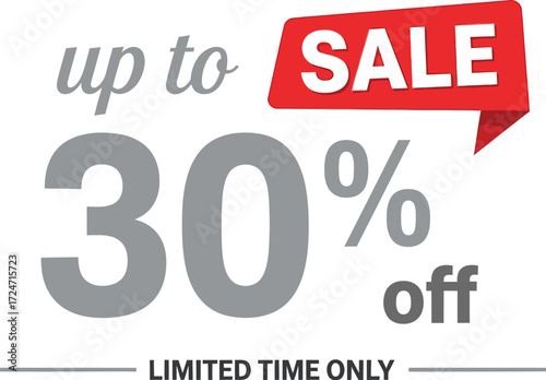 Sale up to 30 percent off limited time offer banner graphic design vector