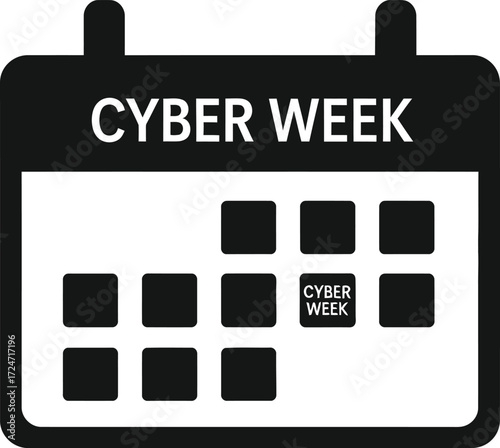 Cyber week calendar icon showing sales event date for online shopping promotion vector