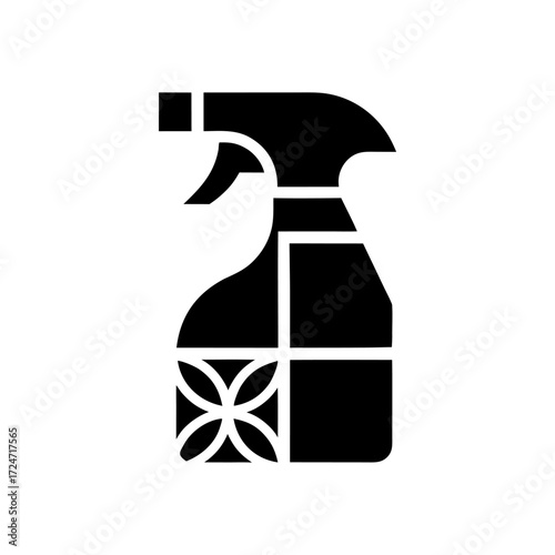 Minimalistic outline of a spray bottle with a trigger, representing hair sprays, disinfectants, or styling products.