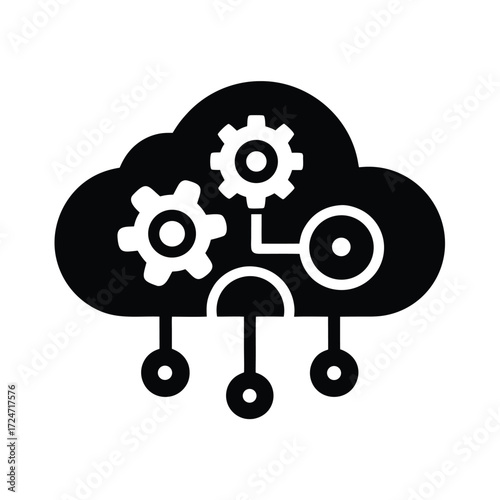 cloud robotics icon with ai gear