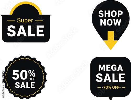 Collection of sale tags and labels for retail and online shopping promotions vector