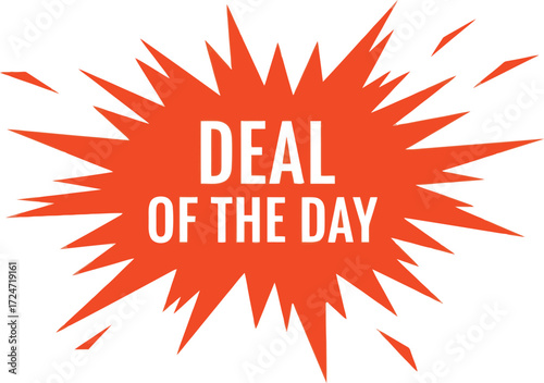 Exploding starburst with deal of the day text for promotions vector