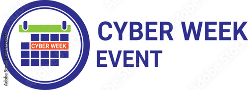 Cyber week event logo digital calendar technology promotion business concept vector