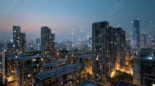 Wallpaper Mural A city with a lot of buildings and a lot of lights Torontodigital.ca