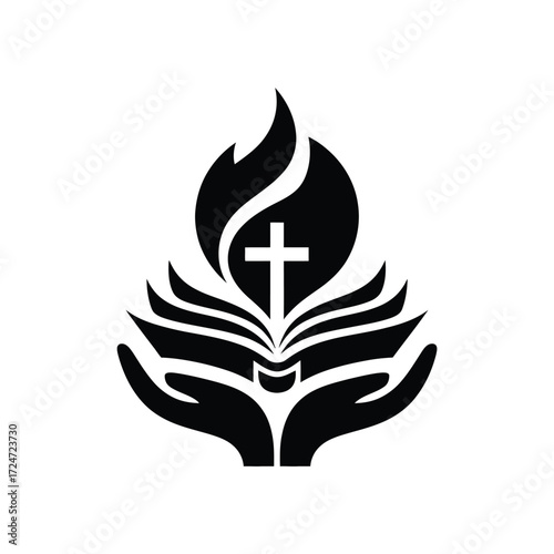 Minimalist black and white religious logo design vector scalable icon eps illustration vector
