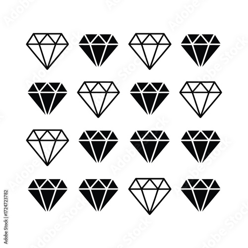 Minimalist graphic design set of 16 scalable diamond icons for declarative vector eps graphics vector