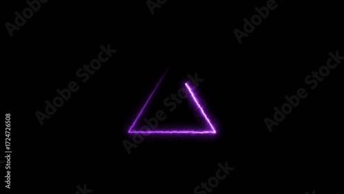 Abstract triangle shape neon bright line 4k illustration.