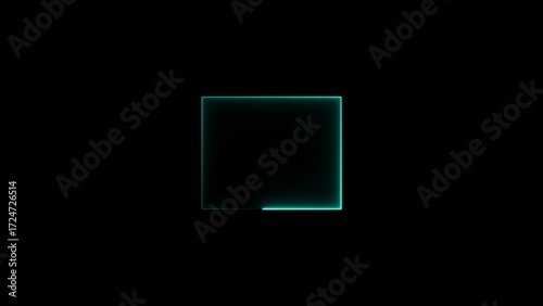 Neon squre shape neon bright line 4k illustration.
