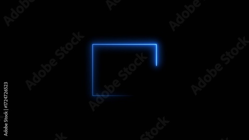Neon squre shape neon bright line 4k illustration.