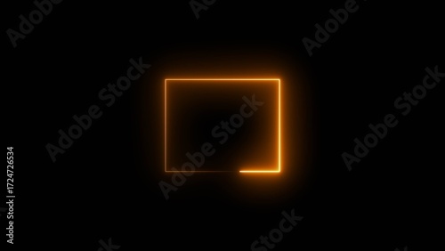 Neon squre shape neon bright line 4k illustration.
