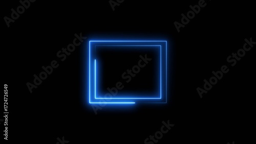 Neon squre shape neon bright line 4k illustration.