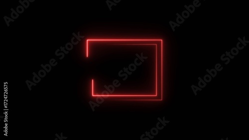 Neon squre shape neon bright line 4k illustration.