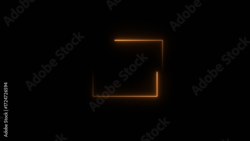 Neon squre shape neon bright line 4k illustration.