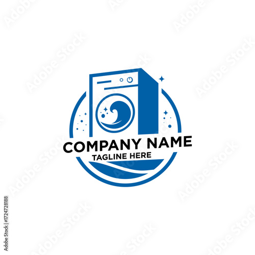 washing machine in bright blue