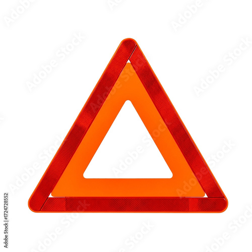 Emergency Triangle Sign Roadside Hazard Warning Reflective Safety Car Breakdown Alert Traffic on transparent background