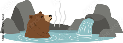 A bear enjoying a bath in a hot spring