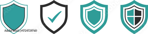Shield logo set security protection approval emblems guarded safety icons