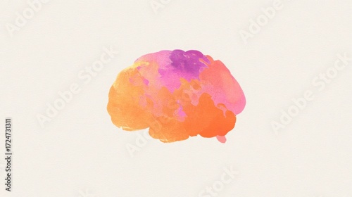 logic. An abstract brain illustration with dual-tone design, representing cognitive functions artistically. STEM education sheets, lab safety posters, designed for biotech research communications.