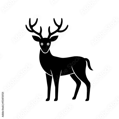 Vector art of black silhouette of a stag with antlers