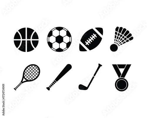 Set of black and white sports icons vector illustration scalable eps graphic design elements vector