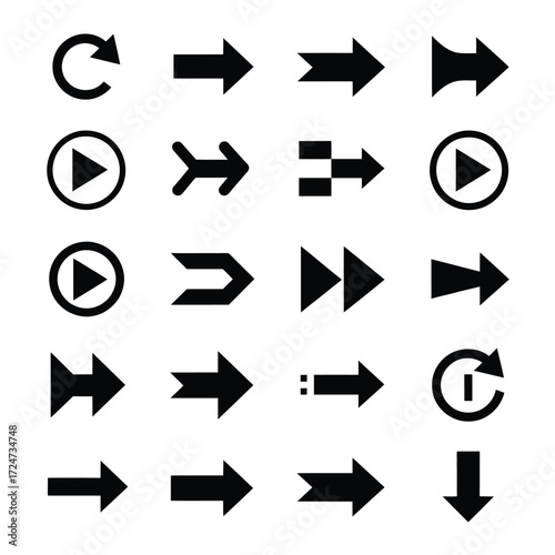 Collection of black and white arrow vector icons scalable eps graphics vector