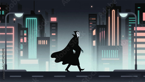 Vampires in the Night City Illustrator Artwork Banner Background Design Template 