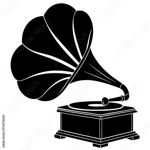 old gramophone isolated on white background