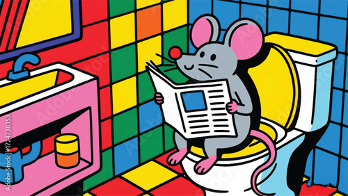 Mouse Newspaper Illustrator Artwork Banner Background Design Template 