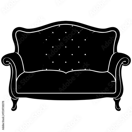 red sofa isolated on black