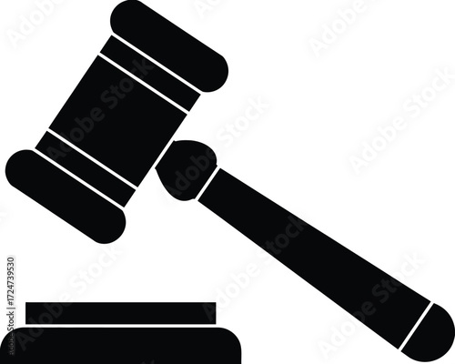 Vector silhouette illustration of a gavel and sounding block scalable eps icon for legal justice concepts vector
