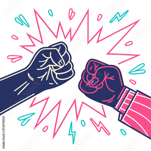 Two fists bumping each other in a friendly way