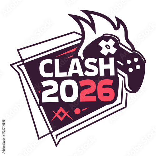 Clash 2026 logo design, gaming tournament emblem