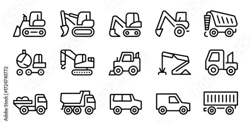 Collection of construction and transport vehicle vector icons scalable eps graphics for various applications vector