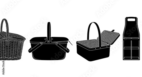 Collection of woven and modern baskets various shapes and designs for storage and decor vector