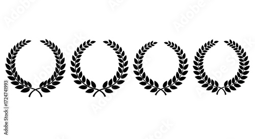 Four laurel wreaths collection representing victory award achievement and recognition vector