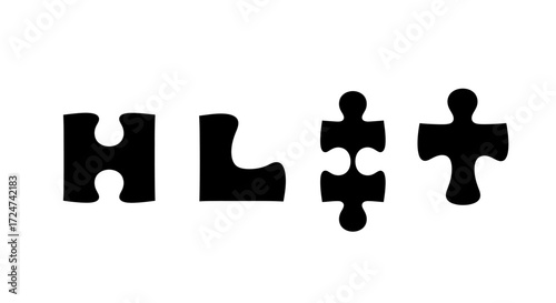 Puzzle pieces forming hl plus symbol for teamwork solution and partnership concept vector
