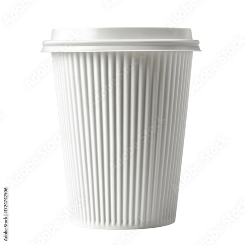 Wallpaper Mural A simple white disposable plastic cup with ribbed texture against a transparent background Torontodigital.ca