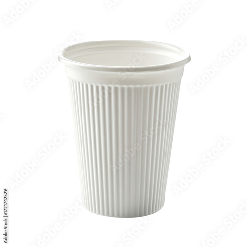 Wallpaper Mural A simple white disposable plastic cup with ribbed texture against a transparent background Torontodigital.ca