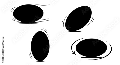 Dynamic ellipse shapes in motion various angles and rotational effects vector