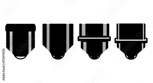 Close-up view of four different light bulb bases showing screw threads and connections vector